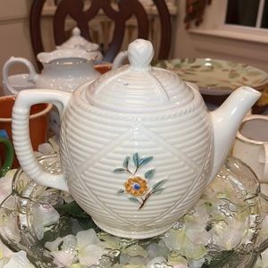 Vintage Porcelier Vitreous hand decorated teapot